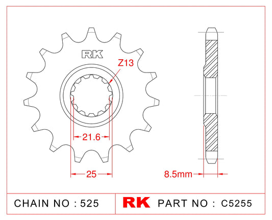 Sprocket Front RK-C5255-15 JTF1537 Afam 28405