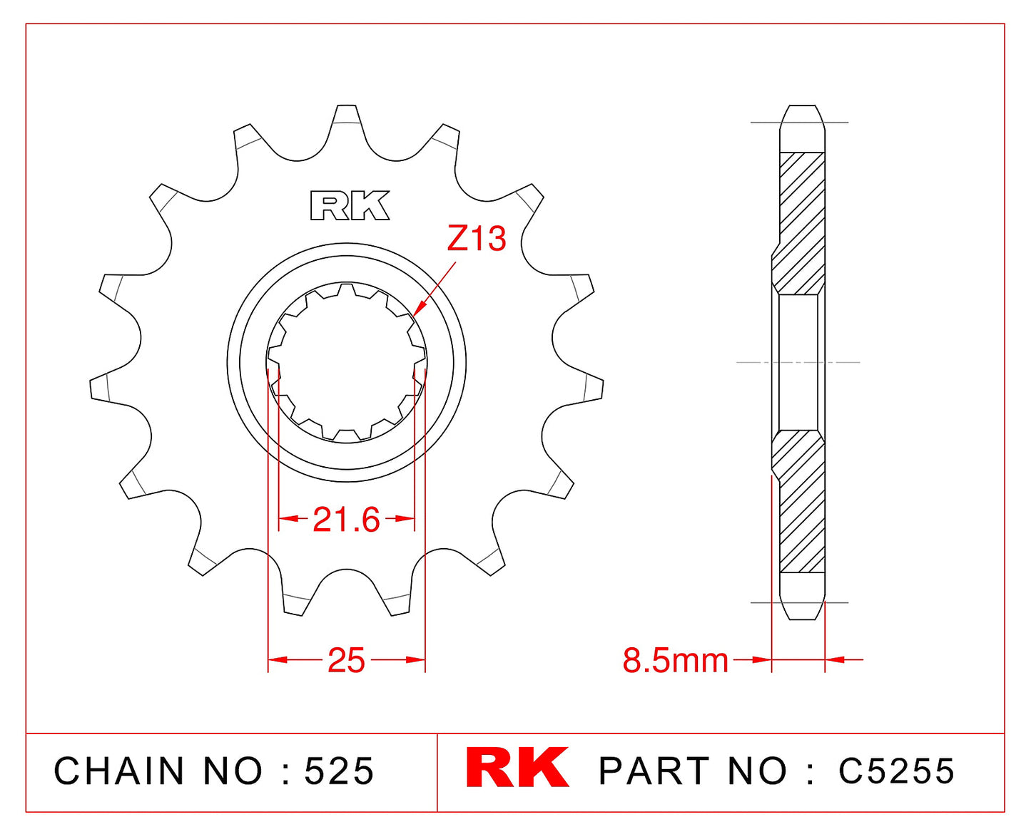 Sprocket Front RK-C5255-17 JTF1537 Afam 28403