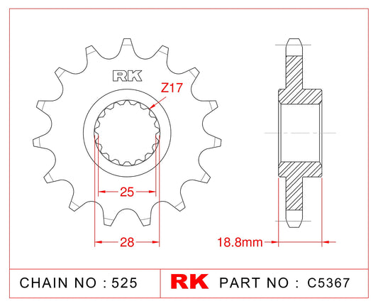 Sprocket Front RK-C5367-16 JTF704 Afam 61600