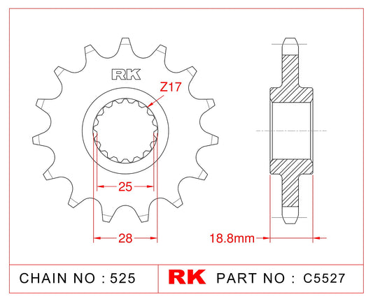 Sprocket Front RK-C5527-19 JTF405 Afam 61602
