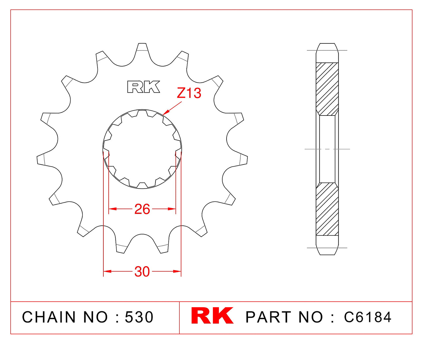 Sprocket Front RK-C6184-19 JTF1180 Afam 88800