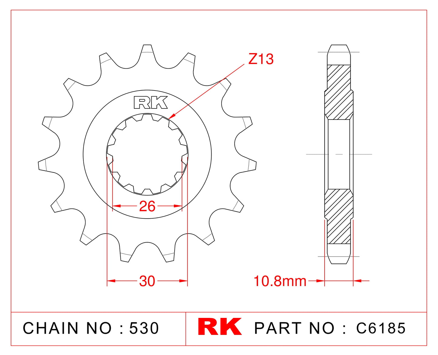 Sprocket Front RK-C6185-18 JTF579 Afam 21801