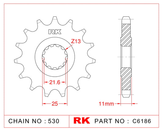 Sprocket Front RK-C6186-17 JTF580 Afam 21602