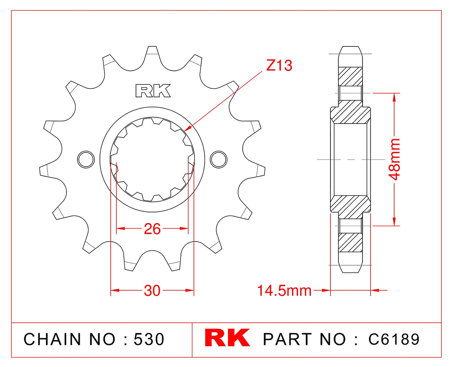 Sprocket Front RK-C6189-17 JTF339 Afam 20602
