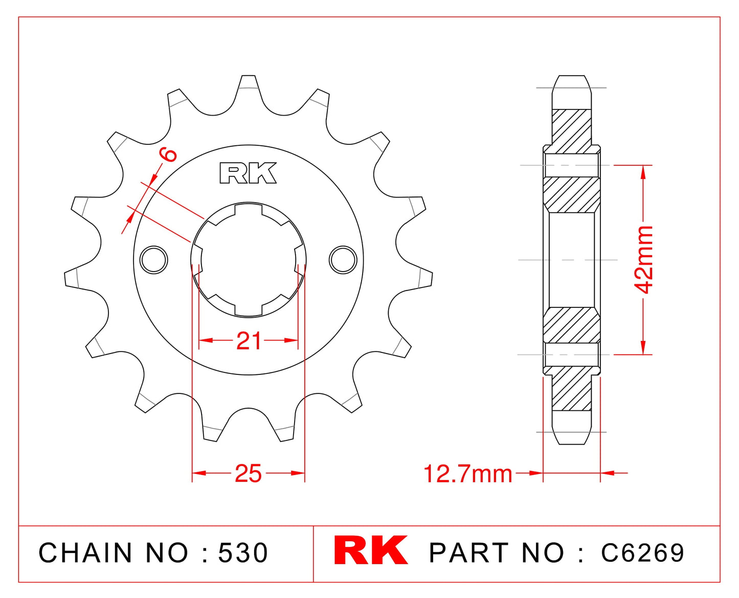Sprocket Front RK-C6269-18 JTF288 Afam 20502