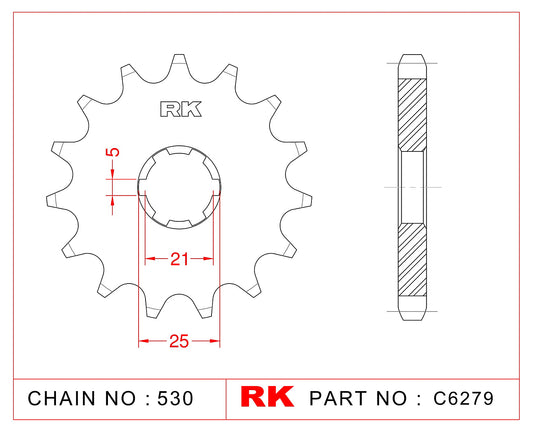 Sprocket Front RK-C6273-16 C6279-16 JTF567 Afam 22502