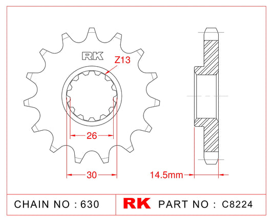 Sprocket Front RK-C8224-14 JTF335 Afam 20800 - Special Order