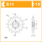 Sprocket Front RK C4164-15 JTF 511-15 AFAM 24505