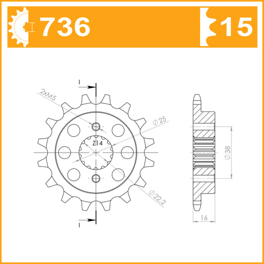 Sprocket Front 4019-15 SPECIAL PITCH - Special Order