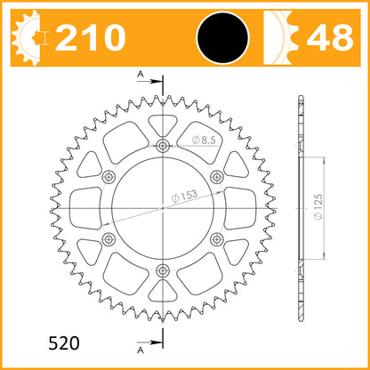 SuperSprox Rear Alloy MX RAL-210-48-BLK