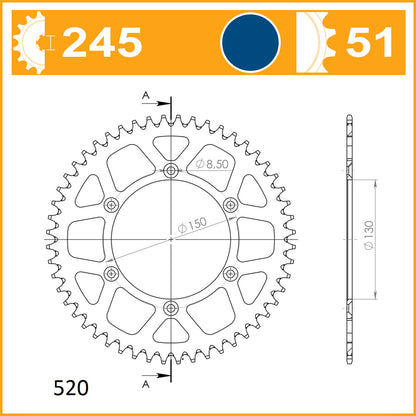 SuperSprox Rear Alloy MX RAL-245-51-BLU
