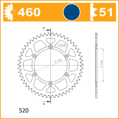 SuperSprox Rear Alloy MX RAL-460-51-BLU