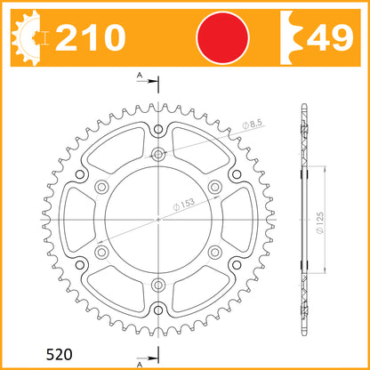 SuperSprox Rear Stealth RST-210-49-RED