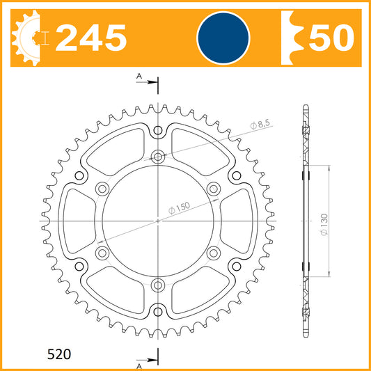 SuperSprox Rear Stealth RST-245-50-BLU