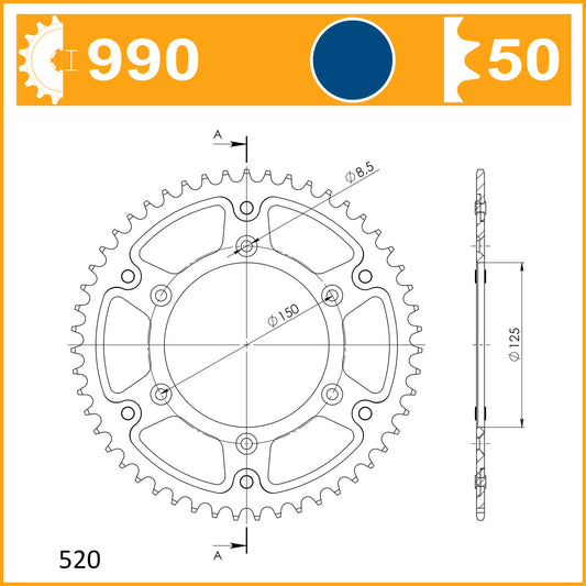 SuperSprox Rear Stealth Blue RST-990-50-BLU